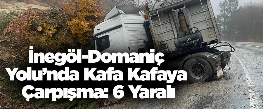 İnegöl-Domaniç Yolu’nda Kafa Kafaya Çarpışma: 6 Yaralı