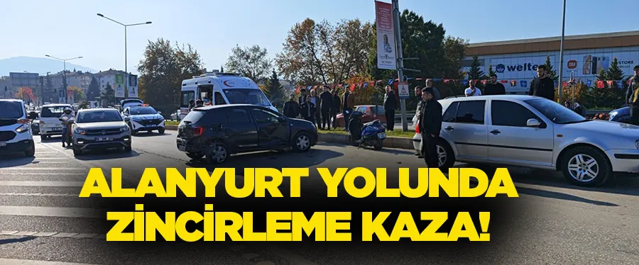 Alanyurt yolunda zincirleme kaza; 2 yaralı...