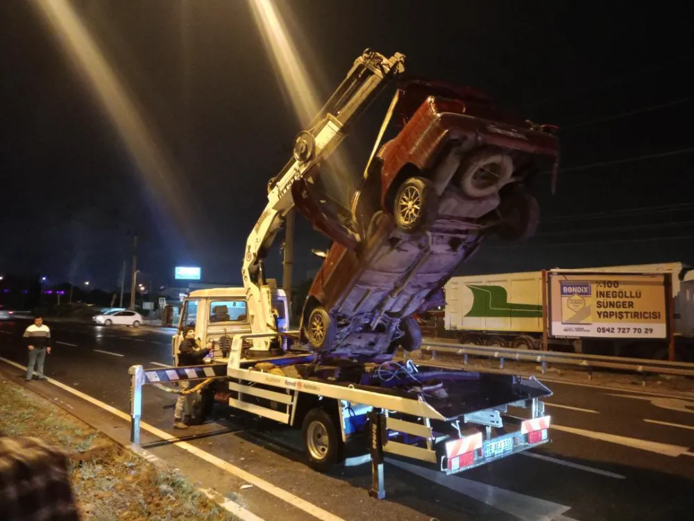 İnegöl’de Yağışlı Hava Kazaya Neden Oldu