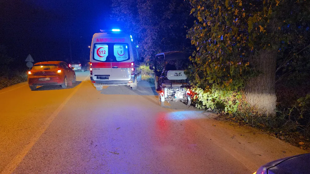 İnegöl’de Elektrikli Triportör Devrildi