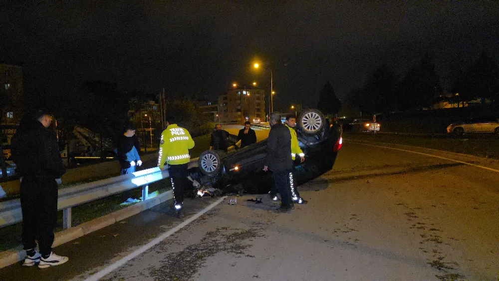 Bursa’dan İnegöl’e Seyreden Otomobil Alanyurt Yolunda Takla Attı