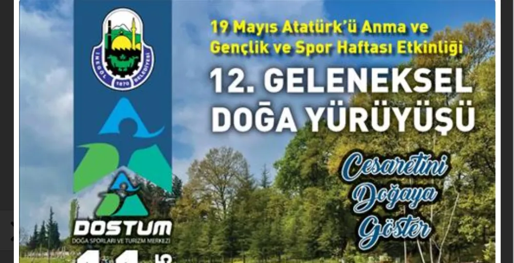 İnegöl Belediyesi’nden 19 Mayıs Doğa Yürüyüşü Etkinliğine Davet