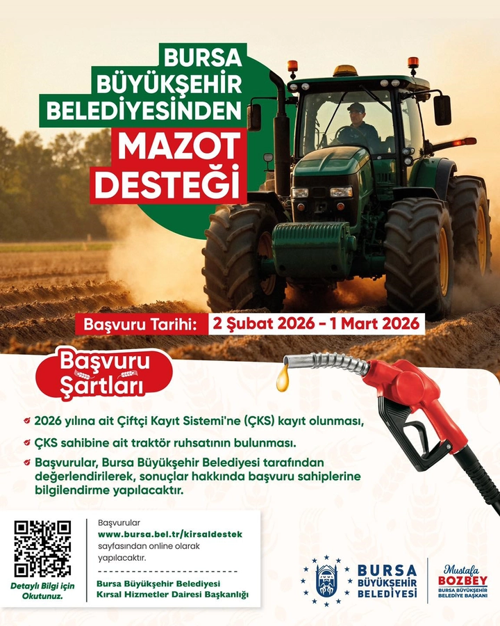 Bursa'da yüzde 100 hibeli mazot desteğine başvurular başladı